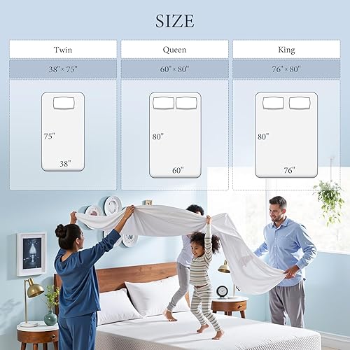 Miniatura 7 de Protector de colchón impermeable tamaño King, funda de cama de bolsillo elástico profundo, lavable a máquina, suave, transpirable, sin ruido,