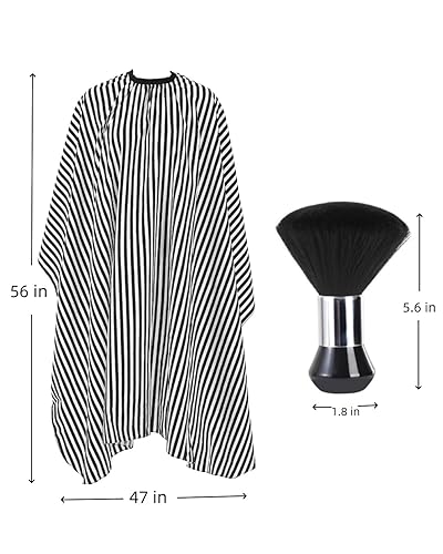 Miniatura 2 de Capa profesional de corte de pelo con cepillo para el cuello, capa de peluquería de gran tamaño para hombres, mujeres y niños, Blanco, negro (White