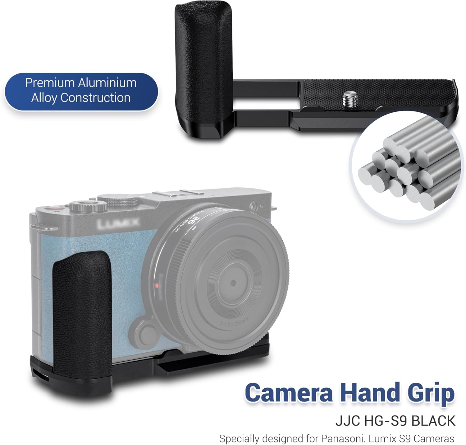 JJC Lumix S9 Hand Grip Handgrip, L-Shape Bracket Handle for Panasonic Lumix S9 Camera with Built-in Arca Quick Release Plate & Battery Compartment Opening, S9 Hand Grip Holder Anti-Slip Pads Design - Image 6