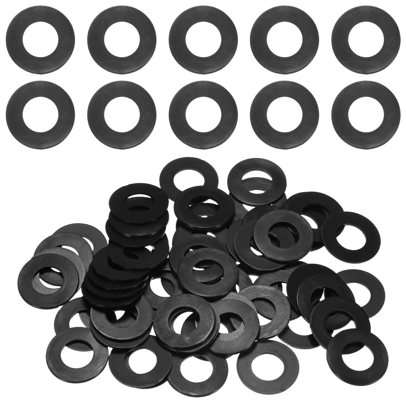 M METERXITY 60-Pack M10 Nylon Flat Washers 10mm ID 20mm OD 1mm Thick Round Plastic Plain Washer Fastener Sealing Spacer Gasket Ring for Household/Commercial [Black]