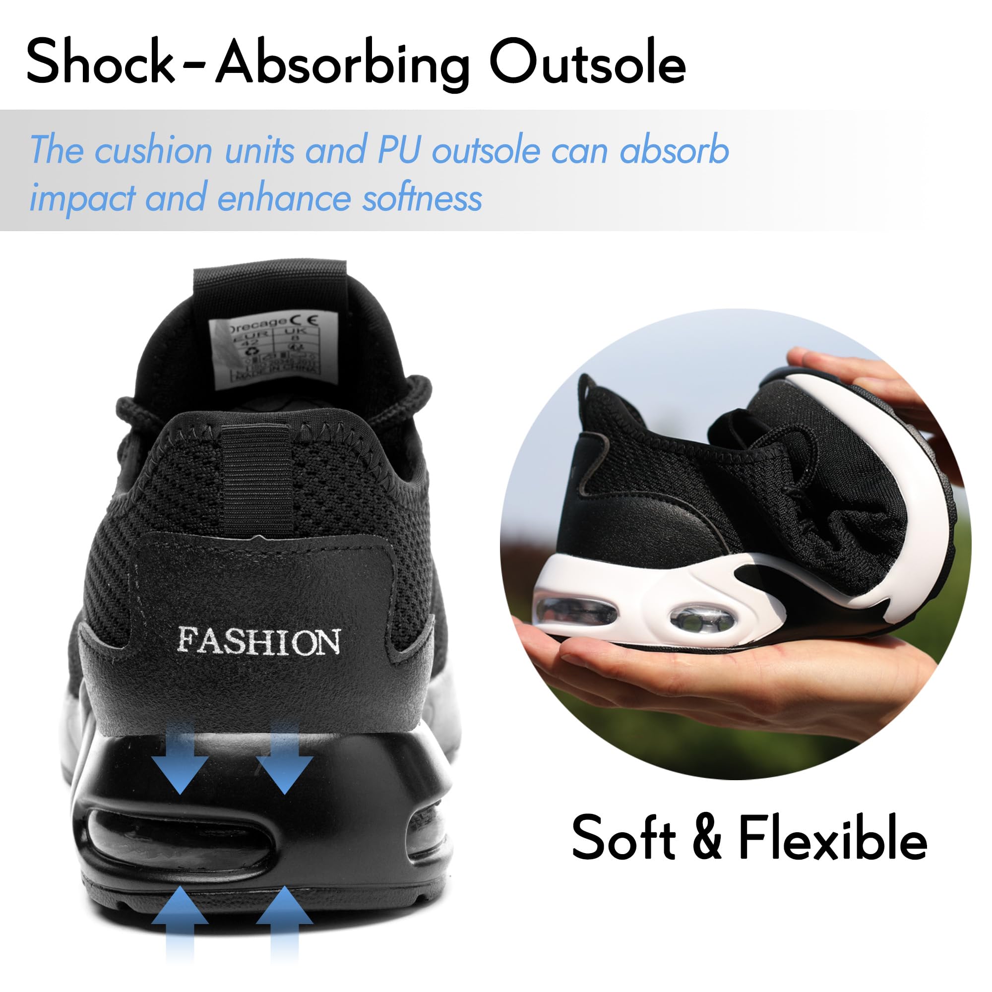 Nasogetch Sicherheitsschuhe Herren Leicht Arbeitsschuhe Damen Sportlich Stahlkappenschuhe rutschfest Atmungsaktiv