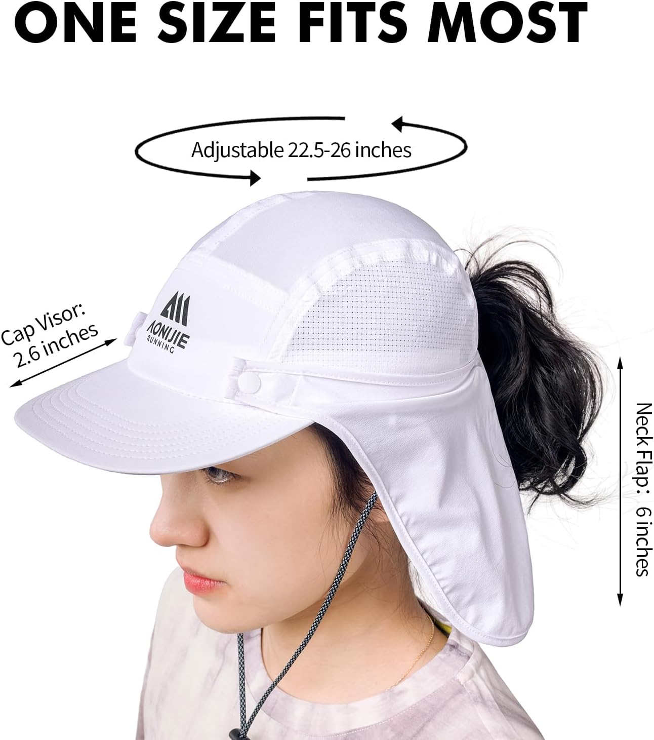AONIJIE Sun Hat with Removable Neck Flap for Men & Women - Breathable Mesh Fishing Hat, Lightweight Hiking Sun Cap