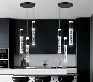 Mini Chandelier for Kitchen Island Modern Crystal Pendant Lighting LED Dining Room Hanging Lights Cylinder Drop Lights Ceiling Lighting Fixture Kitchen Sink Bedroom Bathroom 2700K 6000K
