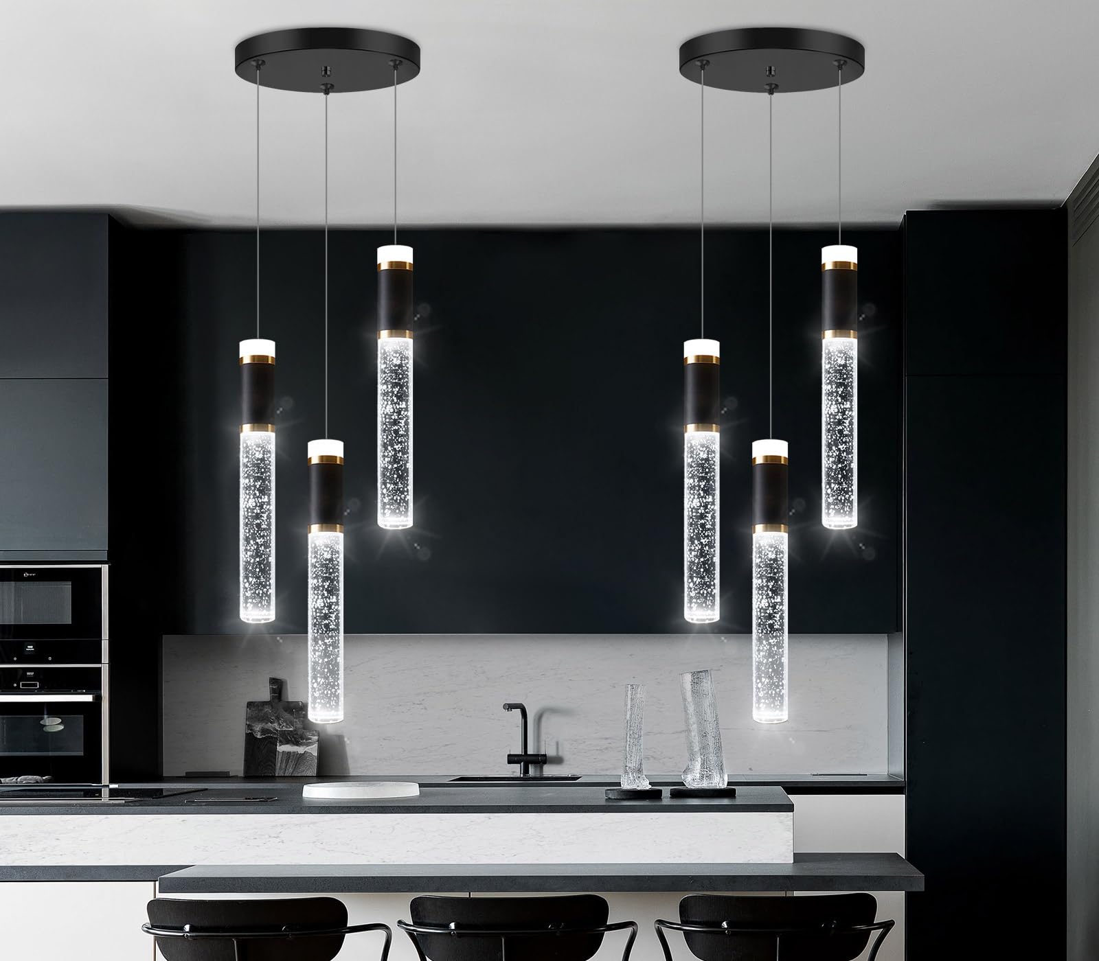 Photo 1 of dolria Mini Chandelier for Kitchen Island Modern Crystal Pendant Lighting LED Dining Room Hanging Lights Cylinder Drop Lights Ceiling Lighting Fixture Kitchen Sink Bedroom Bathroom 2700K 6000K"
