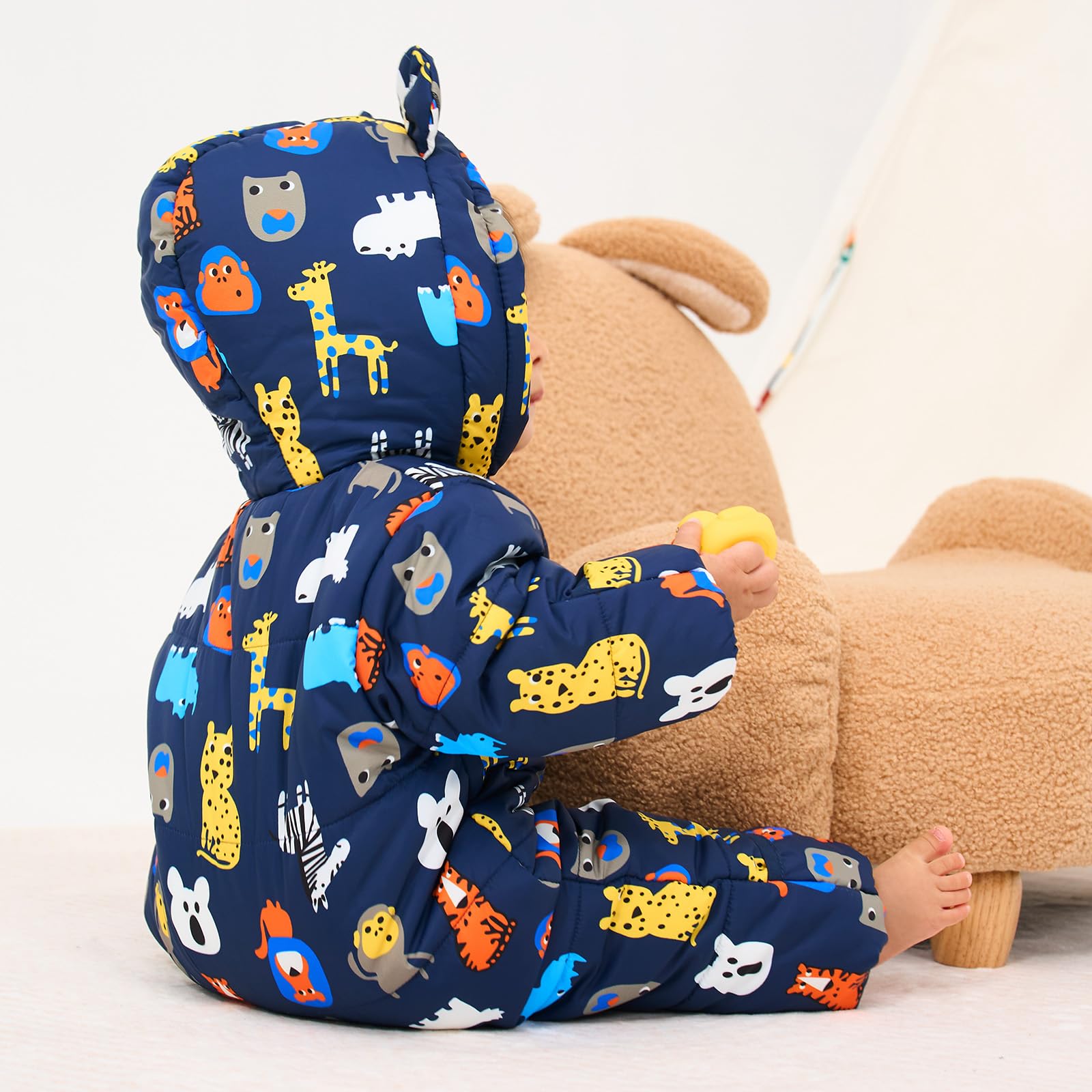 WYTbaby Tuta da neve per bambini, calda, invernale, con cappuccio, spessa, per ragazzi e ragazze, 3-24 mesi