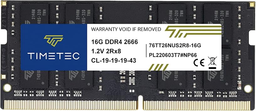 Timetec 16GB DDR4 2666MHz PC4-2666V PC4-21300 SODIMM Laptop RAM 260-Pin 1.2V CL19 Non-ECC Unbuffered Memory Module for Laptop, Notebook, Mini PC, All-in-One