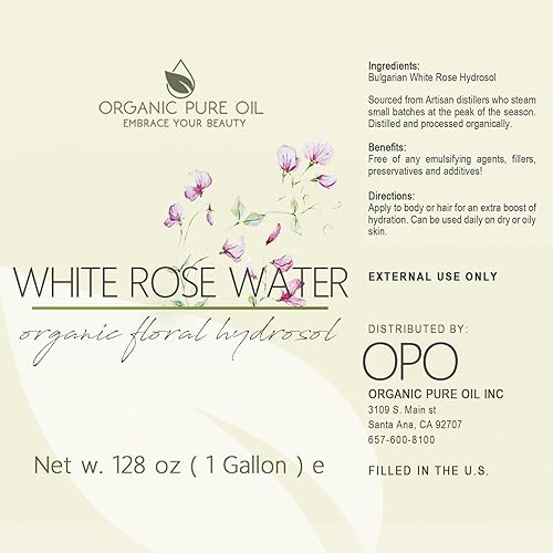 Miniatura 2 de White Rose Water Hydrosol  Agua de rosas búlgara destilada natural pura y natural vegana, a granel, spray hidratante en aerosol para la cara,