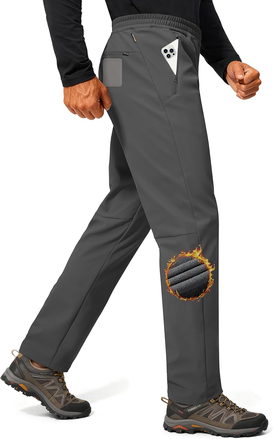 FREE SOLDIER Men's Fleece Lined Winter Pants Waterproof Warm Sweatpants Athletic Thermal Pants