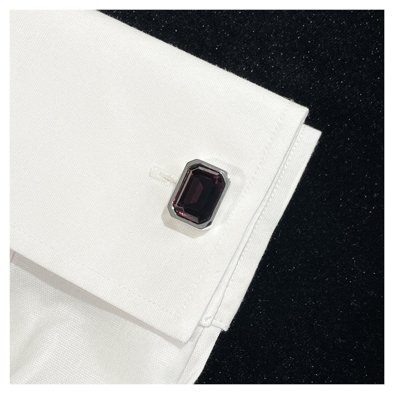 Gemelos Camisa de Hombre Octogonal Cristal Rojo Cristal Violeta