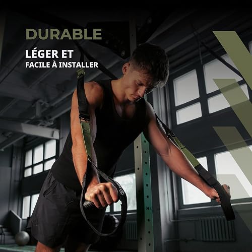 THYSOL Resistance Trainer Pro Xtreme Straps Army | Set di cinghie di allenamento con ancoraggio per porta regolabile | per allenamenti a casa e in viaggio - 3