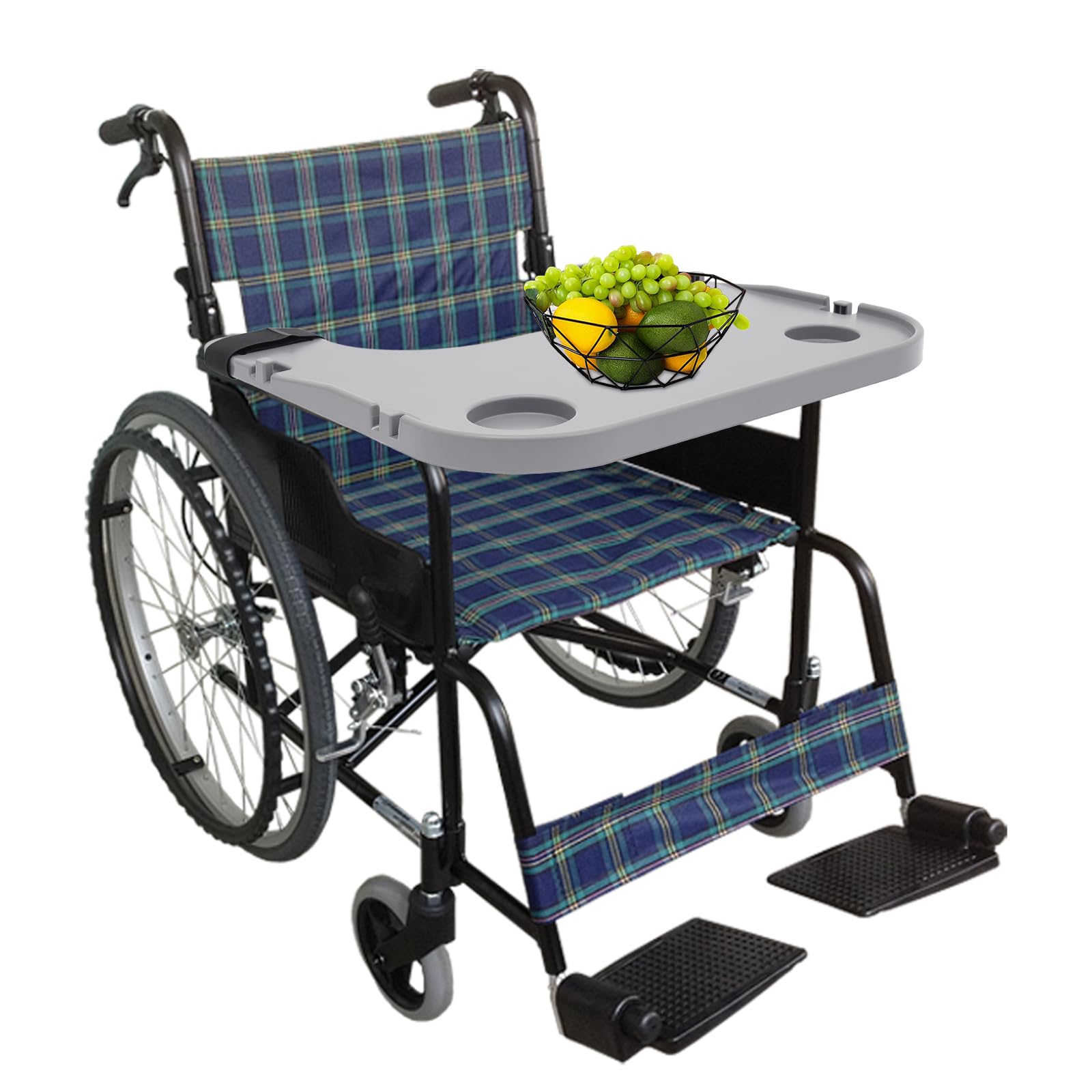 Rollstuhl-Tablett mit Getränkehaltern, tragbares Schreibtischzubehör zum Essen, Lesen, Ausruhen, abnehmbares Design für mehr Komfort