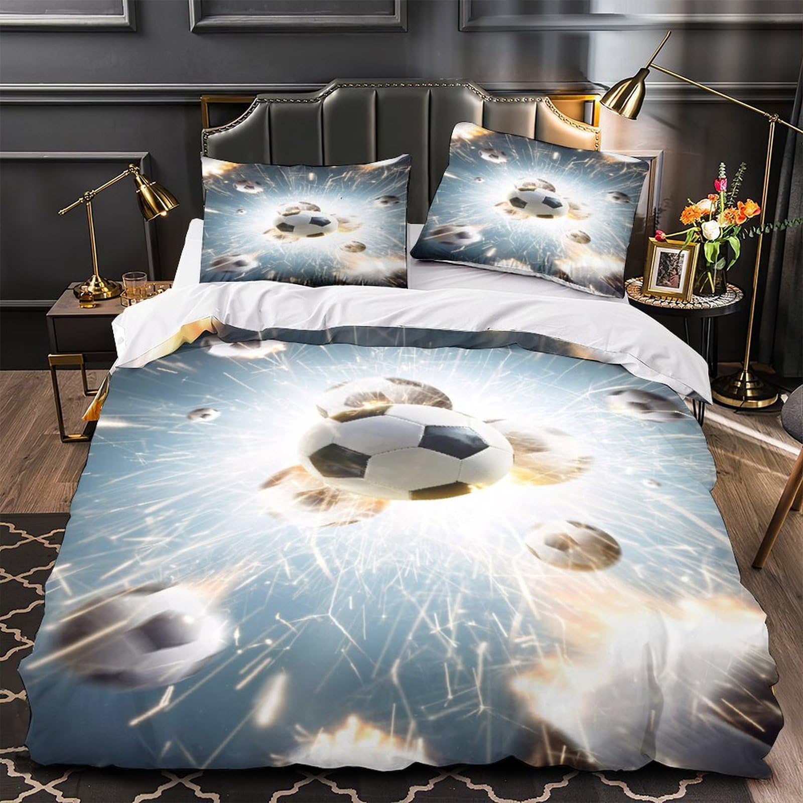 Parure de lit football 3D super king 260x220 pour lit ado