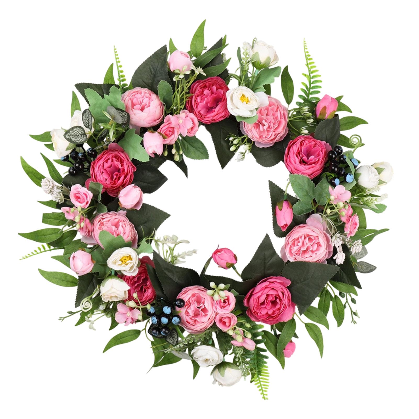 Couronne de fleurs de pivoine artificielles Socobeta tissu soie 42cm