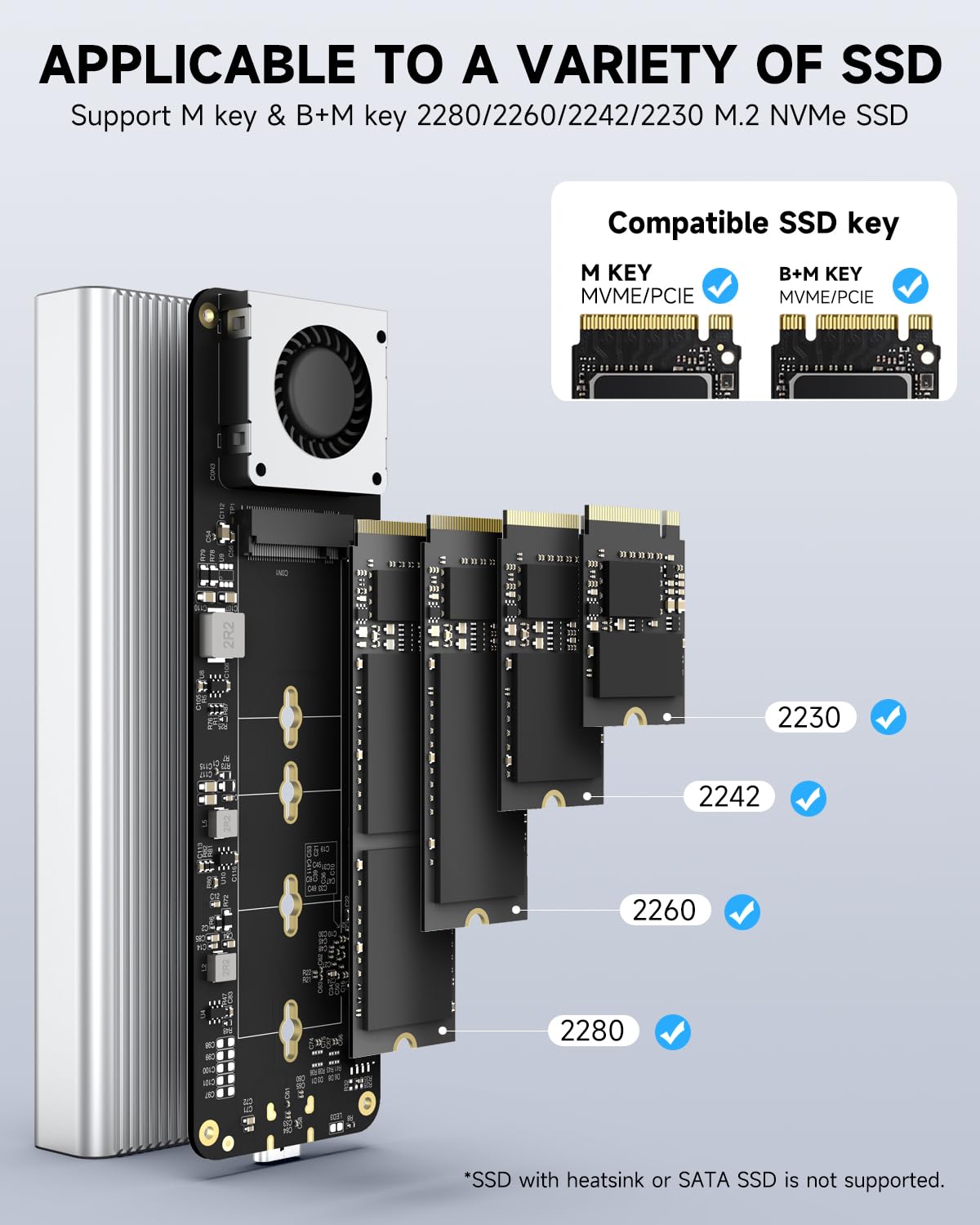 iDiskk Alloggiamento SSD M.2 NVMe professionale da 40 Gbps per M1 M2 Pro/Max, custodia esterna SSD in lega di alluminio compatibile con Thunderbolt 3/4 USB 3.2/3.1/3.0/Type C, supporta fino a 8 TB