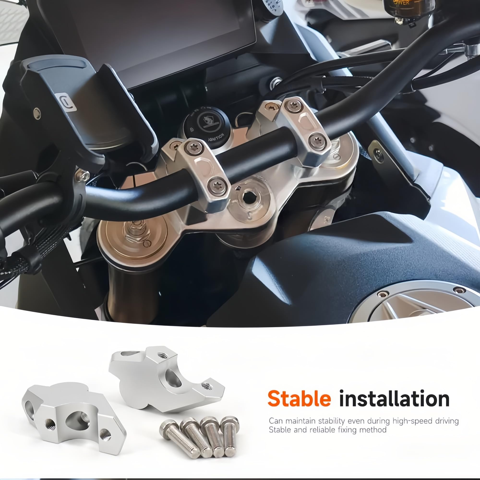 Para Voge 900 DSX Montaje de Barra de Manillar Elevad Bar Abrazadera Plateada Accesorios para Moto