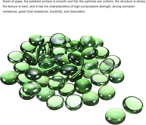 Miniatura 4 de MECCANIXITY Mármoles de vidrio plano de 0.669-0.748 in, piedras decorativas azules y verdes, cuentas de vidrio, relleno de jarrón de roca para