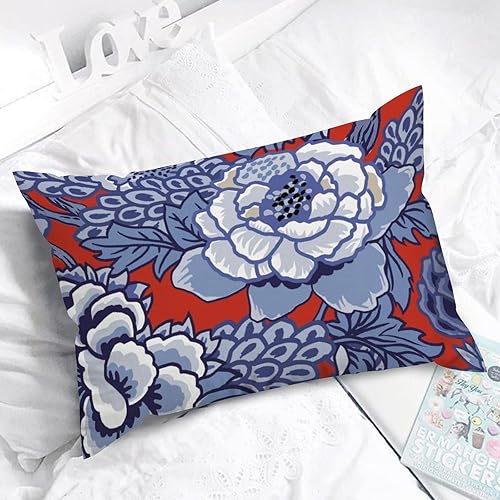 Vista 773 de ArogGeld Chinoiserie - Fundas de almohada escénicas asiáticas, estilo asiático, funda de almohada azul y verde Kelly, funda de cojín para decoración