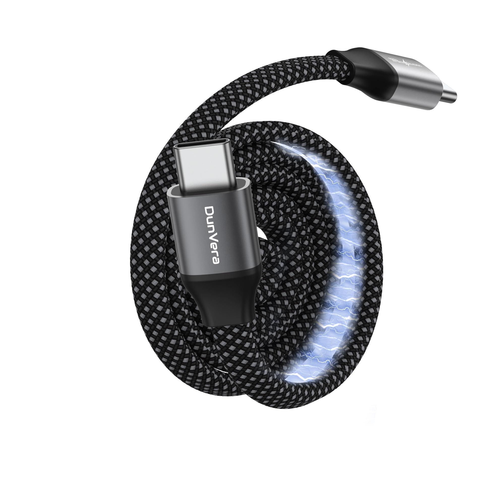 HyperBolt - Cable USB 40G - USB-C a USB-C, carga rápida PD de 240 W, transferencia de datos de 40 Gbps, video de 8K a 60 Hz, diseño plano autoenrollable magnético, compatible con Thunderbolt 3