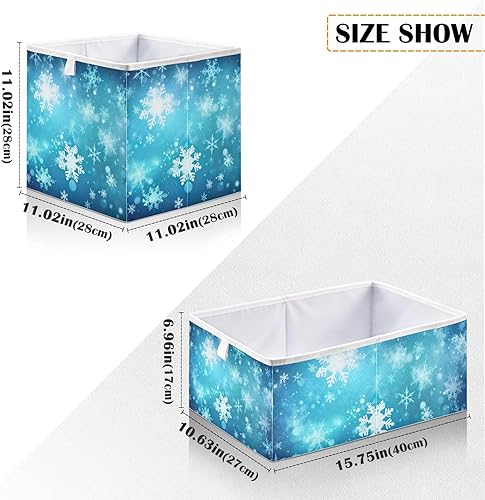 Miniatura 2 de Blue Winter Christmas Snowflake Cube Storage Bin Fabric Storage Cubes Foldable Storage Box Large Closet Organizers Baskets Containers for Shelves