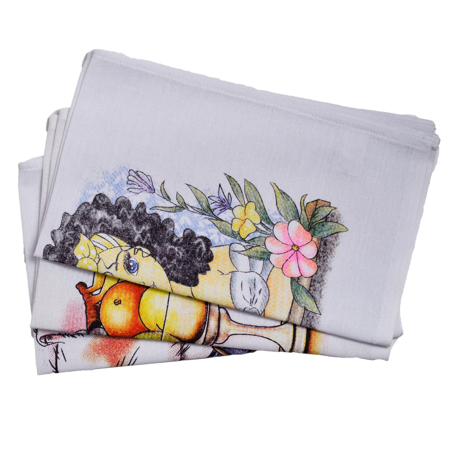 Kit 12 Panos De Prato Estampado com Bainha 68x42cm Sortido