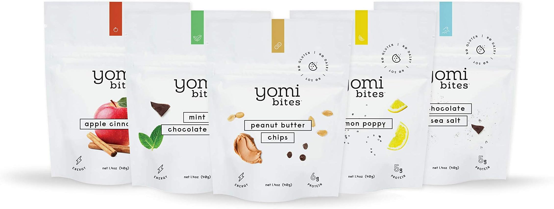 Variety Pack of Yomi Bites - 5g to 6g. Protein, Gluten Free, Dairy Free, Soy Free, Pack of 10 (2 of Each Flavor)