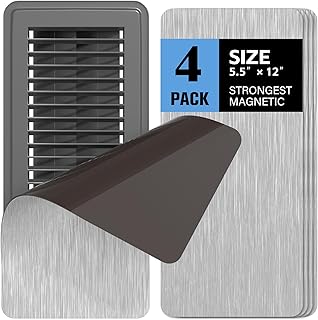 4 Pack Magnetic Vent Covers for Home 5.5" x 12" Magnetic Floor Register Vent Covers Strong Magnetic Air Vent Covers for Floor, Wall, and Ceiling Vents, NOT Suitable for Plastic Vents Grey