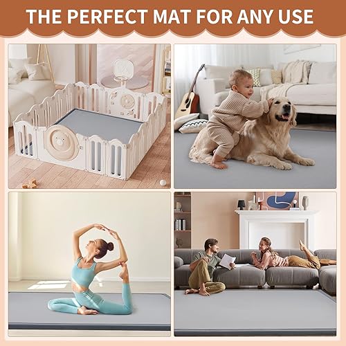 Miniatura 6 de Alfombra de juego para bebé para el suelo, alfombra de espuma viscoelástica de 1.4 pulgadas de grosor, tapete de 70 x 59 pulgadas, tapete de