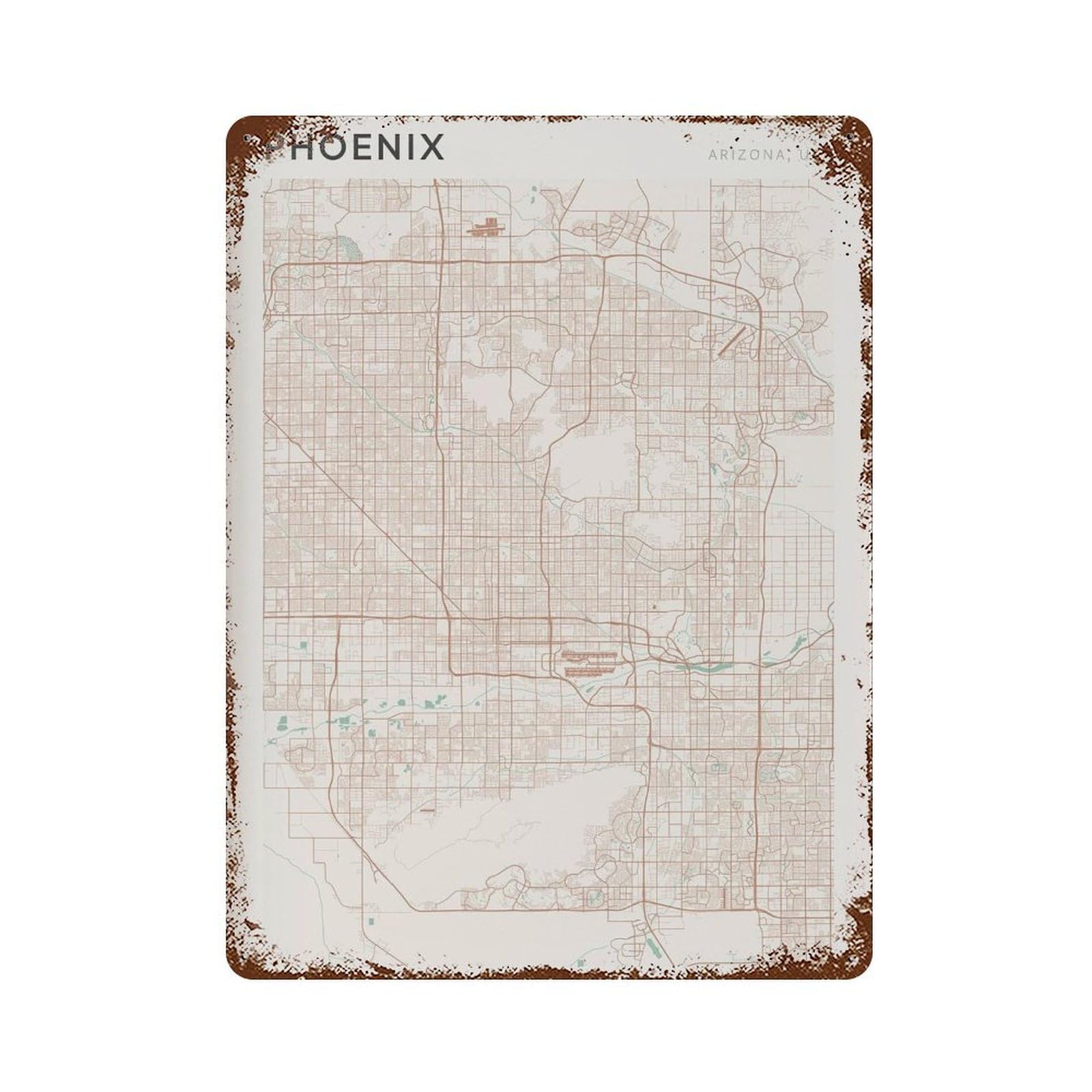 xiaoxiaoshen Phoenix Map Street Arizona Wall Decor Art Metal Tin Poster Modern Home Decor Art Home Bar Shop Decorations Vintage Sign 40x30cm