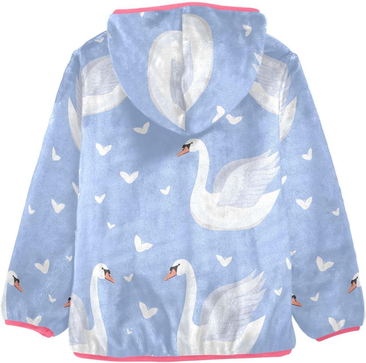 ALAZA Cute Swans and Hearts Purple Hoodie Jacket for Girls Toddler Fleece Zip Up Coat Plush Jacket for 3 Years