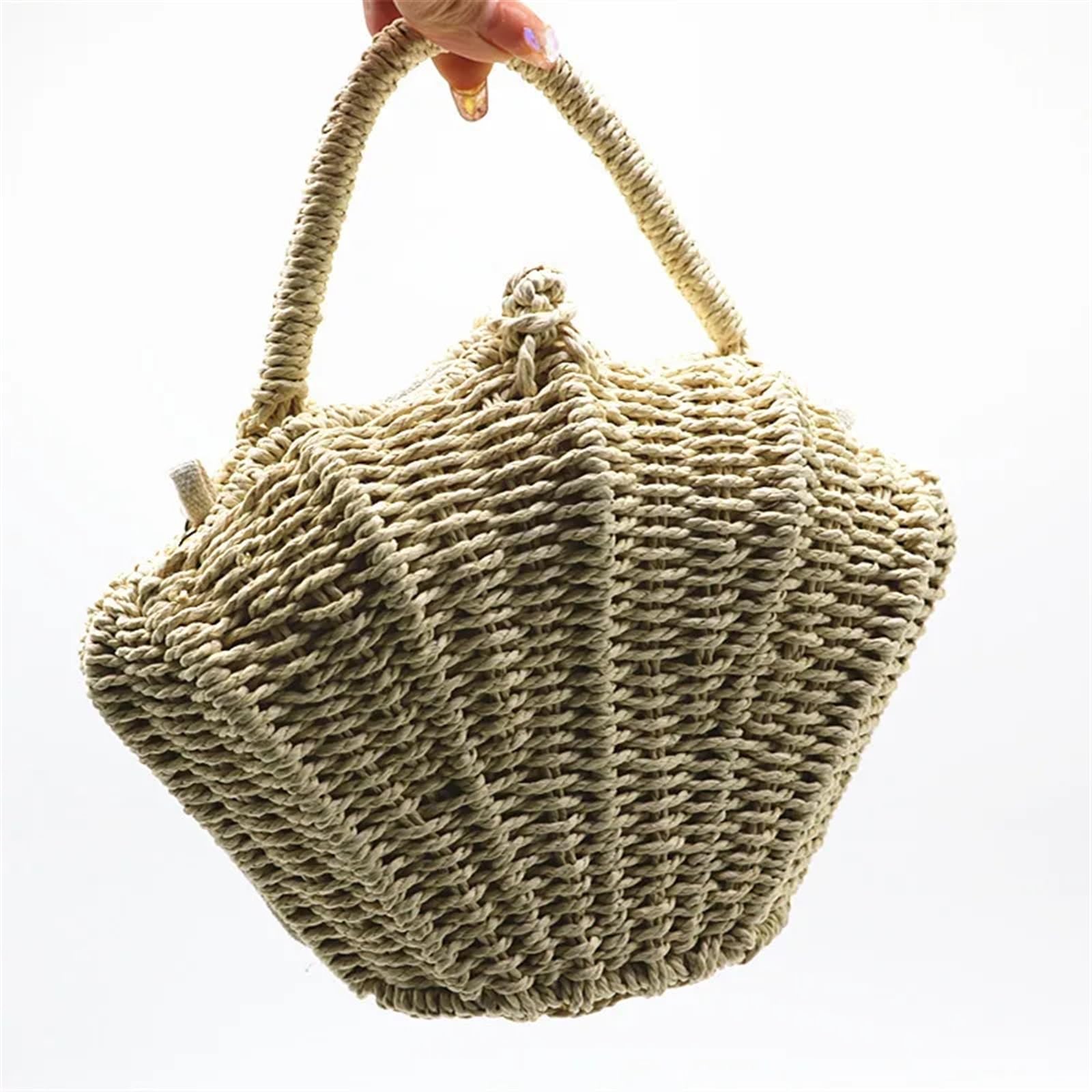 Rattanowa torba w kształcie muszli | Przenośna torba na ramię z papierowego rattanu na wakacje na plaży(Rattan)