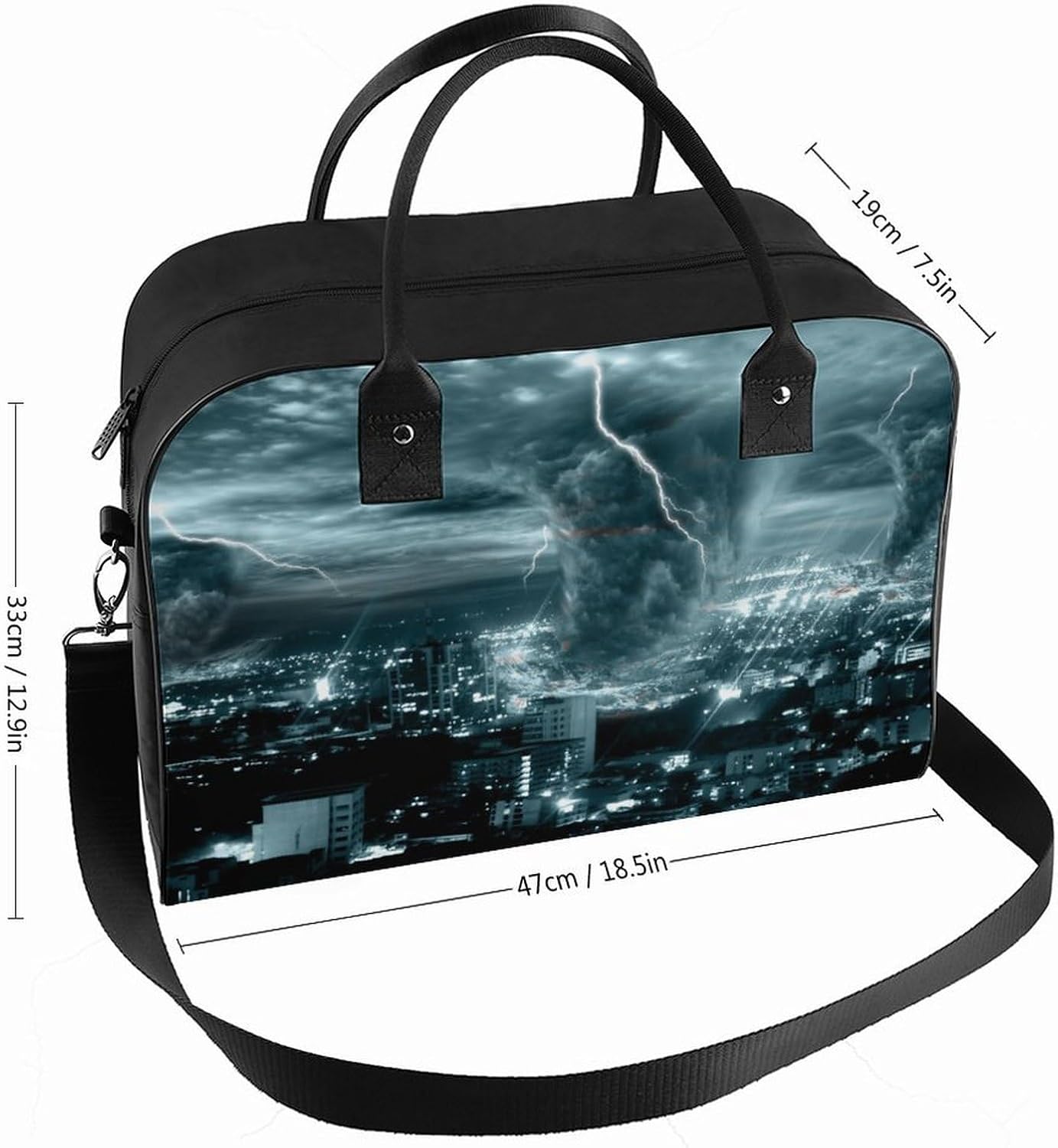 Chicago City Tornado Storm Weather Pattern A Large Capacity Portable Handbag Essential for Travel