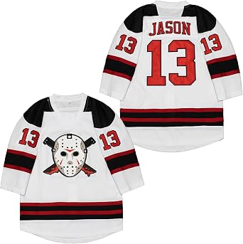 Youth Mens Voorhees 13 Boys Hockey Jersey Kid Halloween Stitched White Black