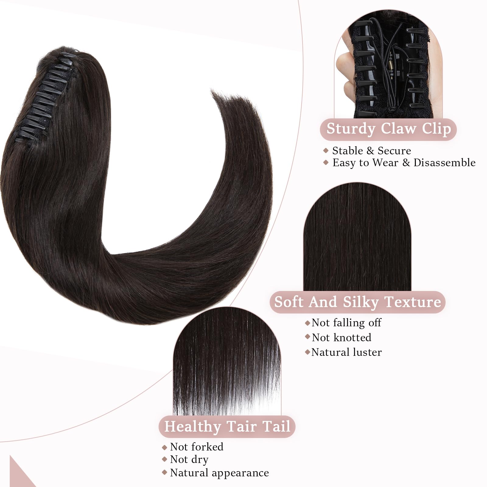 SEGOHAIR Claw Clip Ponytail Hair Extensions Human Hair - Image 3
