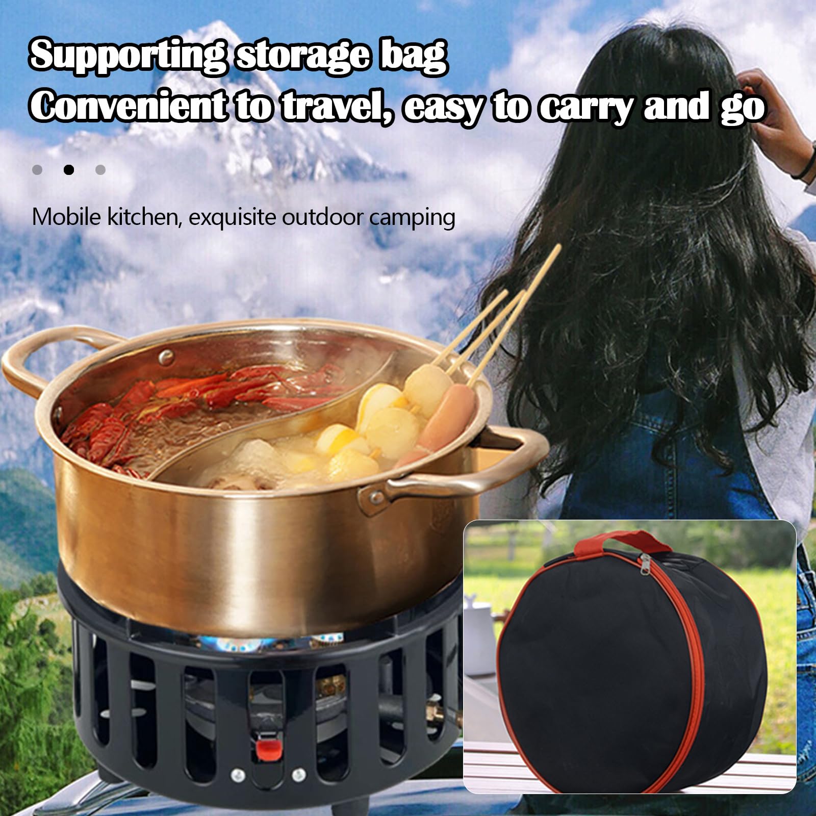 Réchaud Camping, 16800W Réchaud à Gaz Avec 3 Adaptateurs à Gaz Coupe-Vent Avec Allumage Piézo Sac Transport Plaque Cuisson Gaz Portable D'extérieur Pour Camping Randonnée Et Les Fêtes
