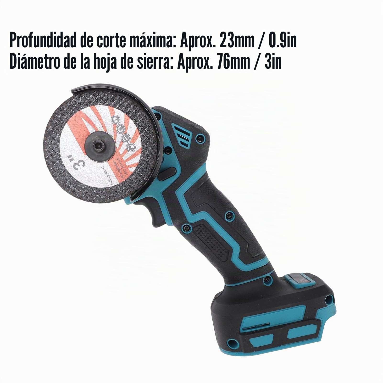 Jectse Mini Sierra Circular Inalámbrica de 12 V, 19000 RPM, con Hojas de Sierra de 3 Pulgadas y Cubierta Antipolvo, Sierra Circular Compacta para Madera, Plástico y Metal Blando