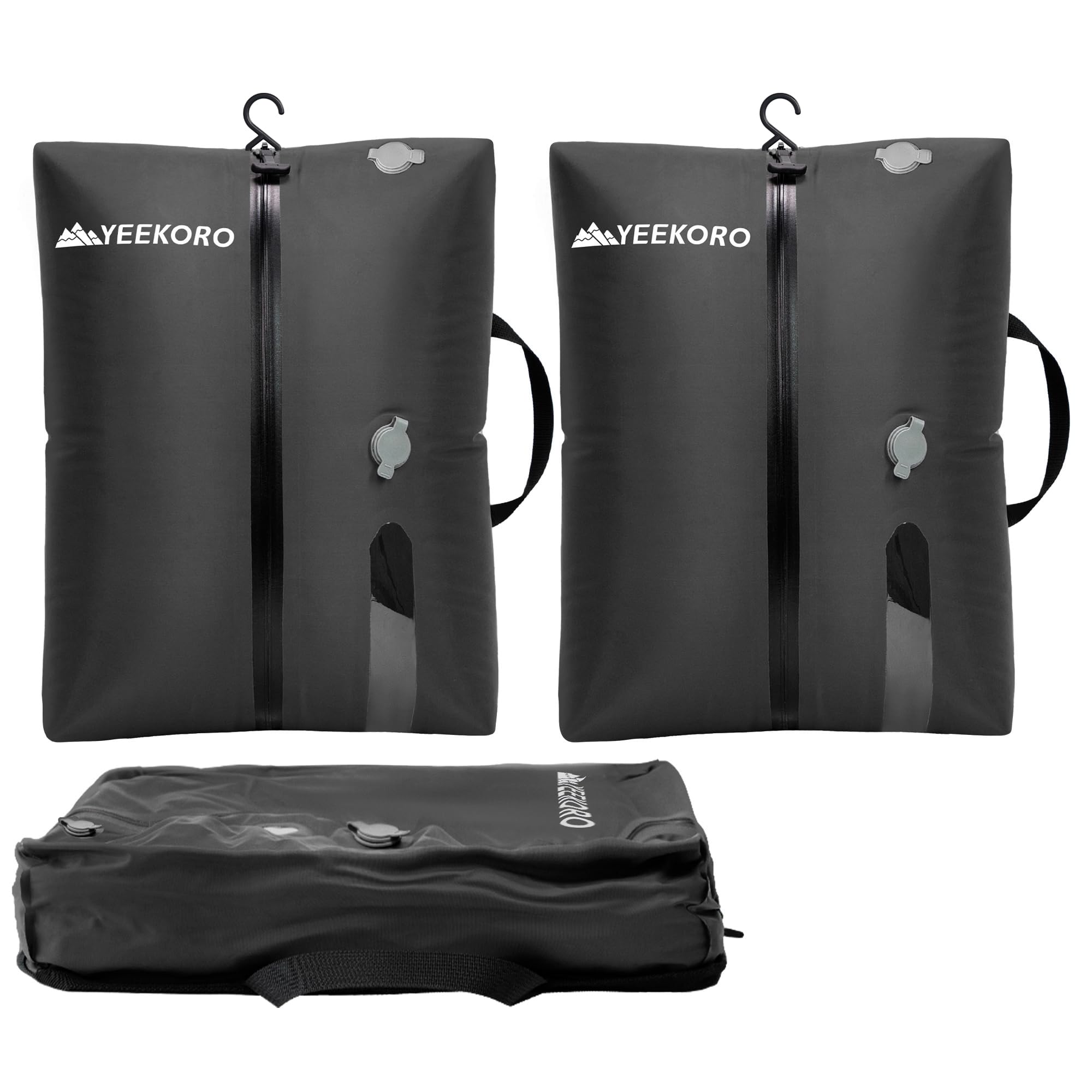 Lot de 2 sacs sous vide professionnels pour voyage, sacs de compression réutilisables IP67 pour valises de voyage et sac à dos, sacs économiseurs d'espace durables (sans pompe)