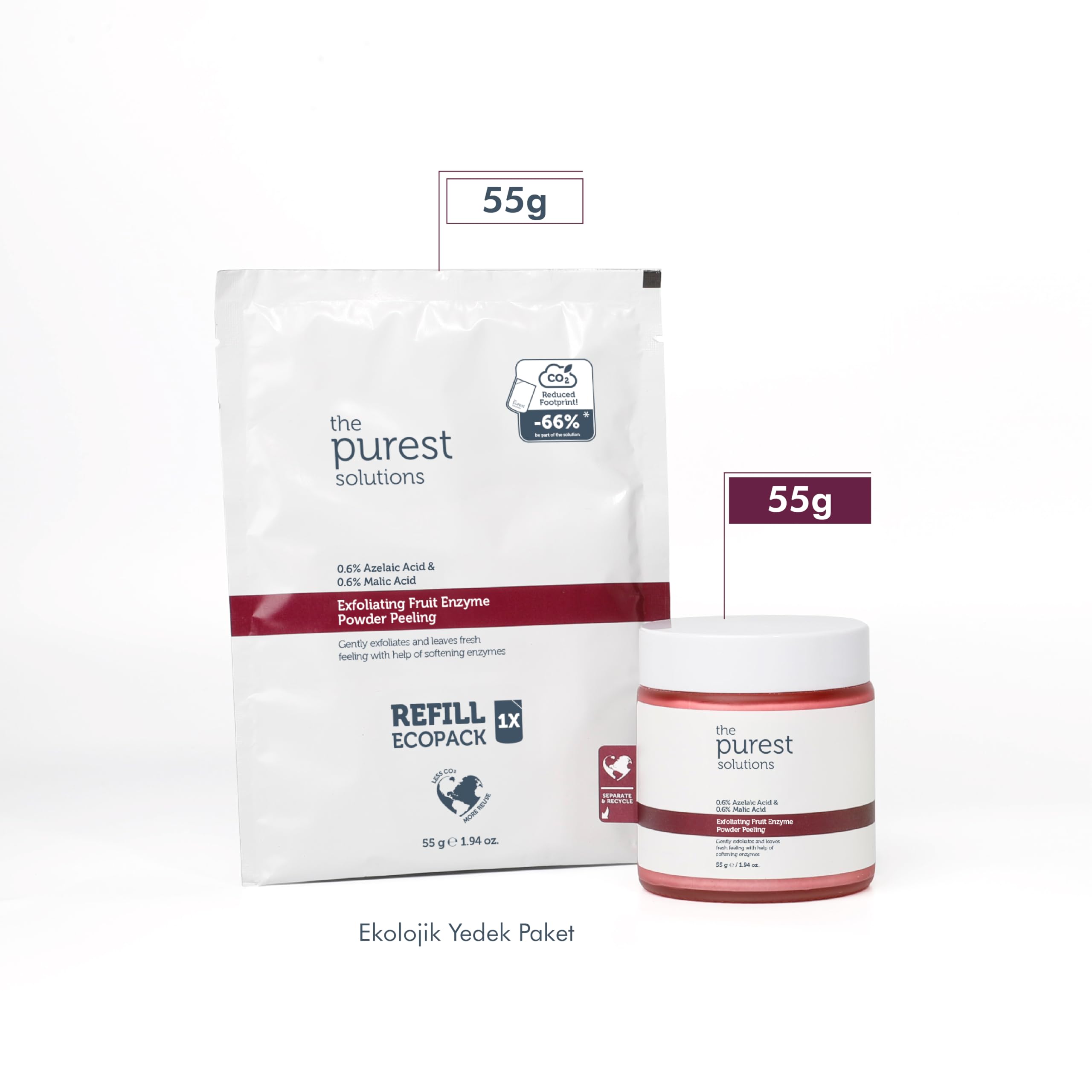 The Purest Solutions Fruit Enzyme Powder Exfoliator & Peeling - Toz Peeling (%0.6 Azelaic Acid & Malic Acid)