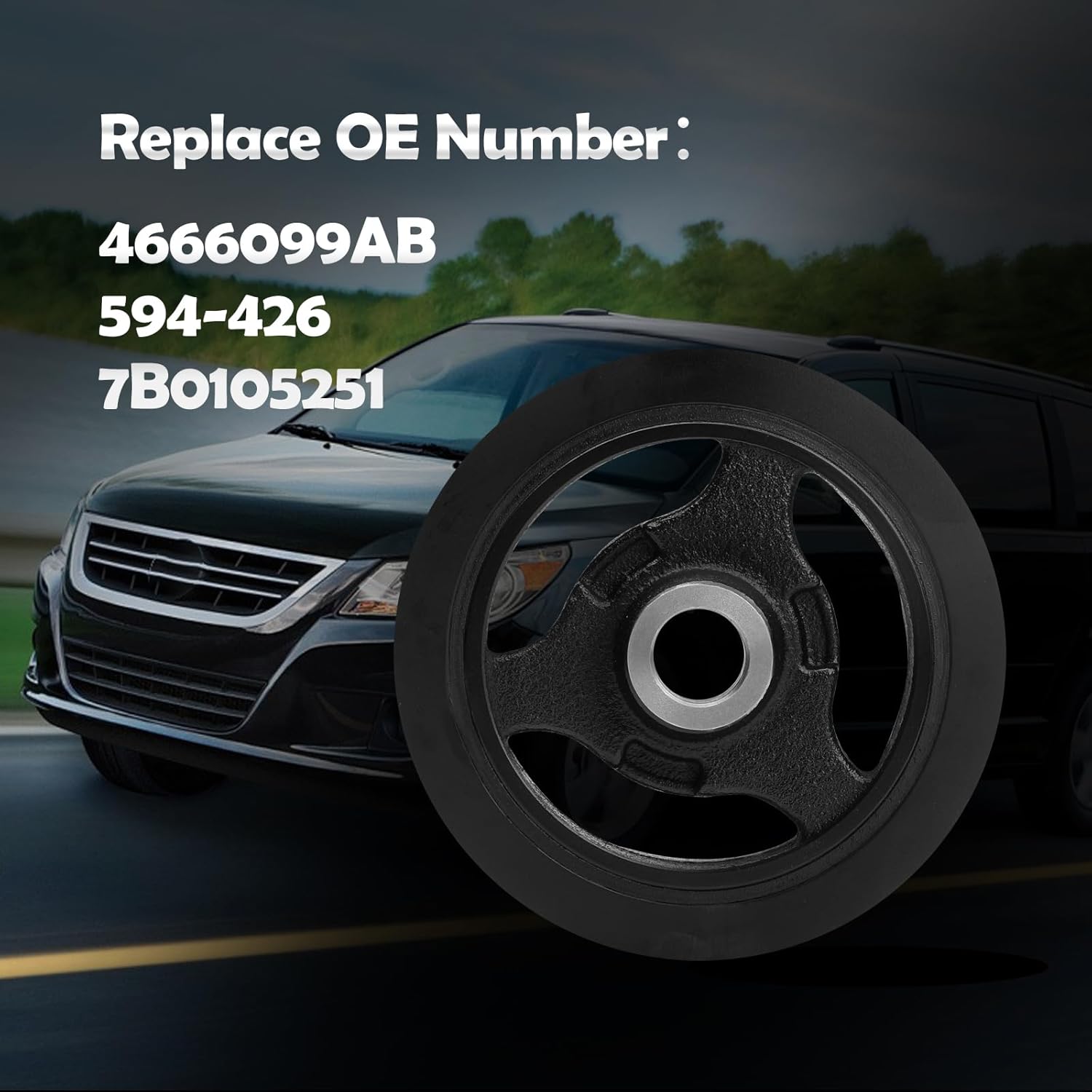 Engine Harmonic Balancer Compatible with 2008-2010 Chrysler Town and Country V6 3.3L/3.8L, 2008-2010 Dodge Grand Caravan V6 3.3L/3.8L, 2007-2011 Wrangler V6 3.8L, 2009-2010 Routan V6 3.8L