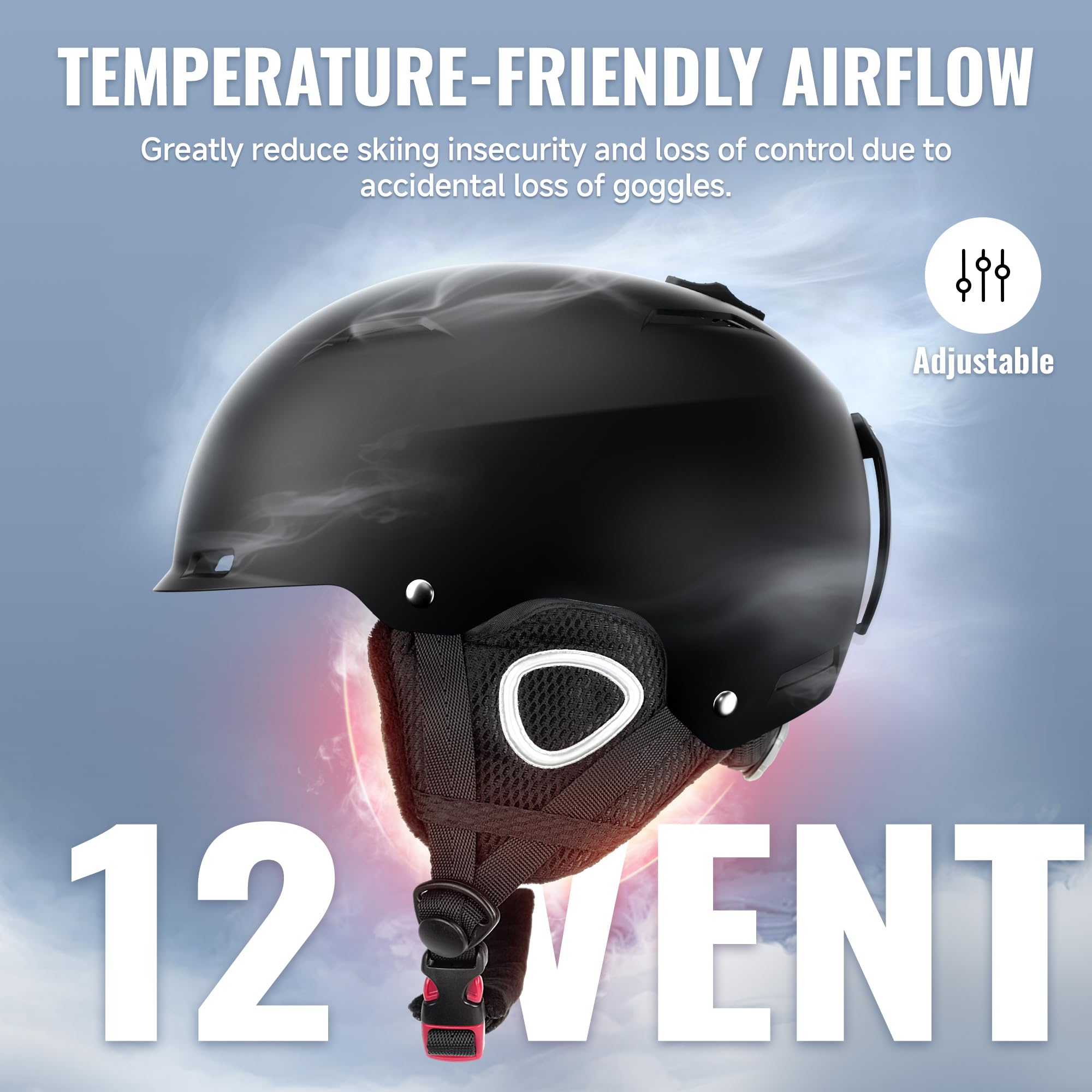 LUMDEER Kask narciarski – certyfikowany kask snowboardowy do aktywnej wentylacji, trwała powłoka PC i pianka EPS oraz ciepła strona wewnętrzna, do jazdy na nartach, snowboardzie, dorosłych, mężczyzn i