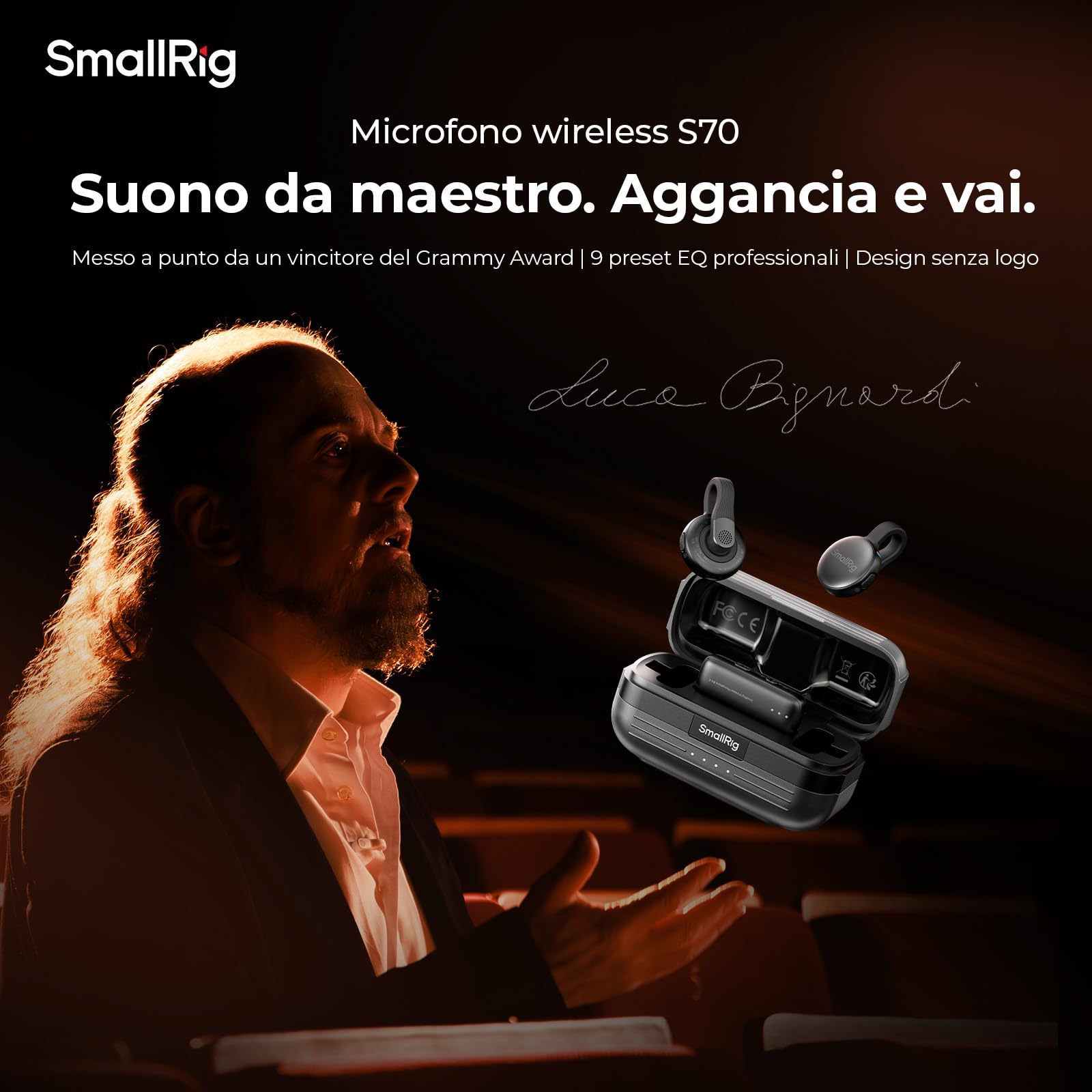 SMALLRIG Microfono Wireless S70-C2 con Adattatore USB-C per Telefoni/ Tablet, Microfono Invisibile e Leggero per il Vogging, Registrazione di Alta Qualità a 48 kHz/24 bit, Riduzione del Rumore - 5717