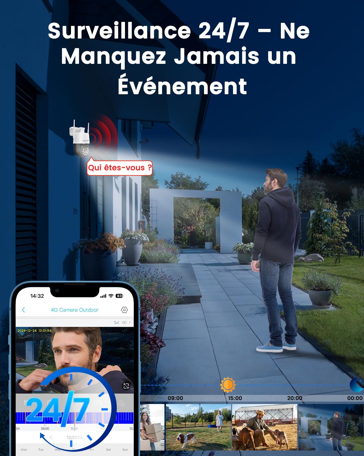 Bextgoo Camera de Surveillance sans Internet, 4MP 24/7 Camera sans WiFi