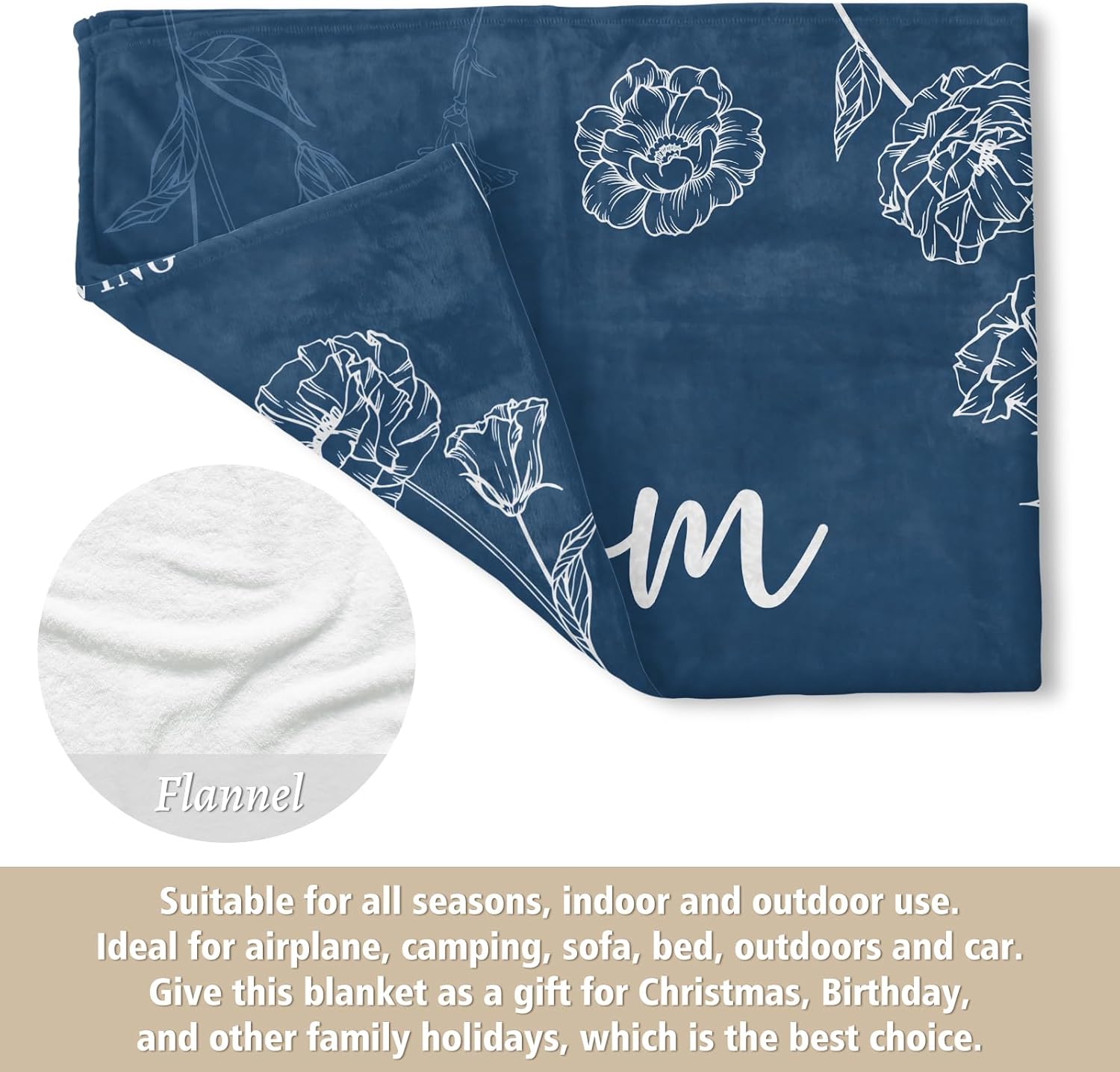 GiltGlimmer Gifts for Mom, Mom Birthday Gifts Blanket, Moms Gift for Women from Daughter Son, We Love You Present for Mother Mommy Mothers Day Christmas 60" x 50", Blue - Image 5