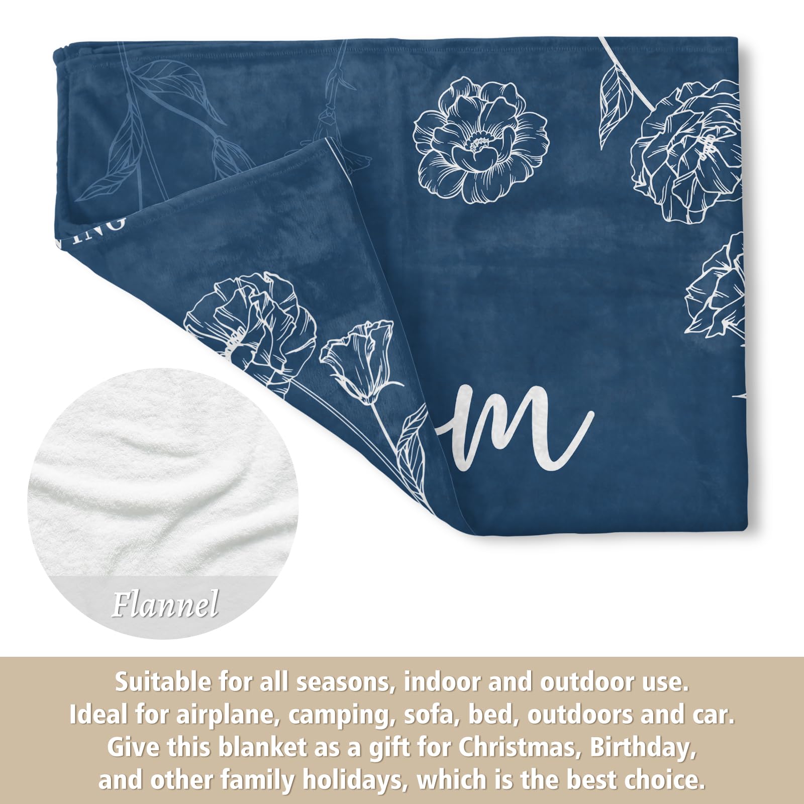 GiltGlimmer Gifts for Mom, Mom Birthday Gifts Blanket, Moms Gift for Women from Daughter Son, We Love You Present for Mother Mommy Christmas Mothers Day 60" x 50", Blue