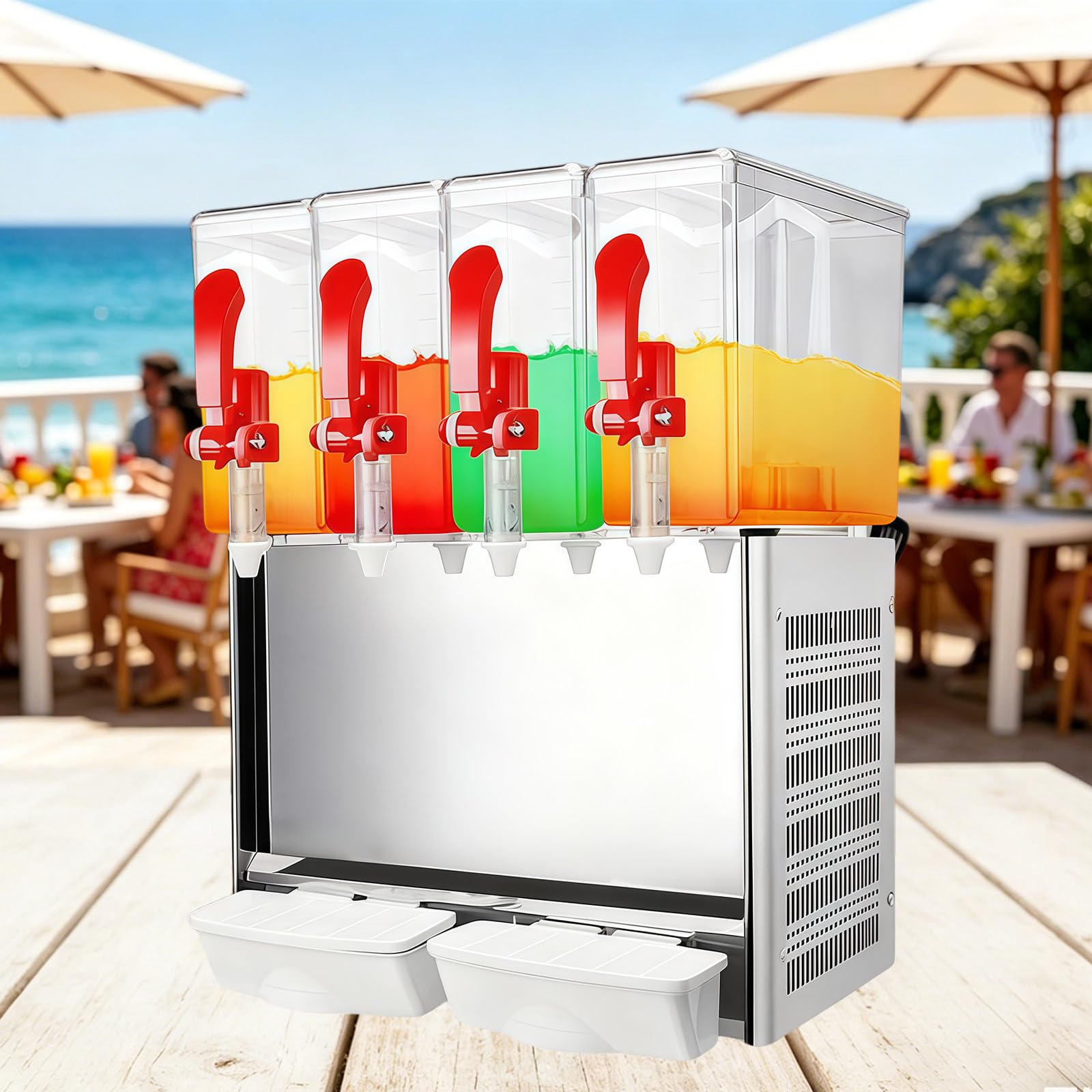 Dispensador de Bebidas Comercial, Dispensador de Zumos, 45~54℉, Acero Inoxidable, Gran Capacidad, Dispensador de Bebidas de Alta Eficiencia Para Fiestas Barbacoas Bodas WithPulp-40LHotandCold
