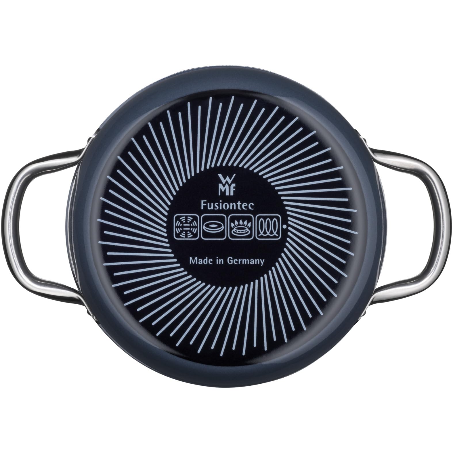 WMF Fusiontec Inspire Kochtopf groß, 20 cm, Glasdeckel, Bratentopf Induktion, 2,4l, High-Tech Keramik, kratzfest, unbeschichtet, dunkelblau, Made in Germany
