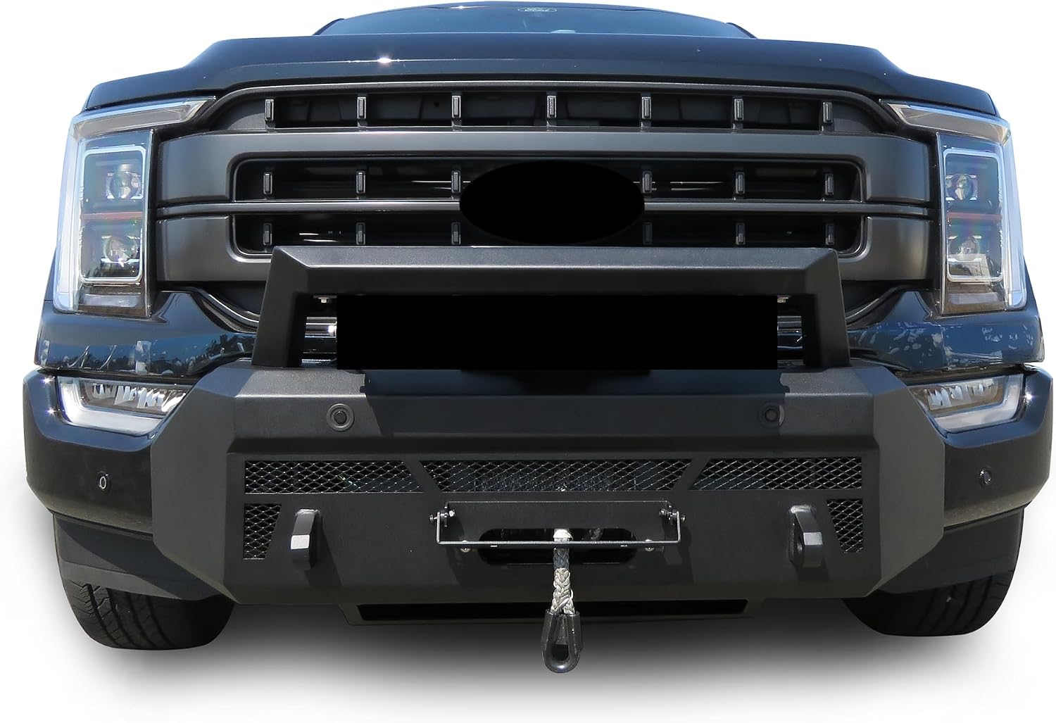 Black Horse Armour III Heavy Duty Front Winch Bumper Textured Black Compatible with 2021-2023 Ford F-150(Excl. 22-23 F150 Lightning EV)-AR3HD42NL