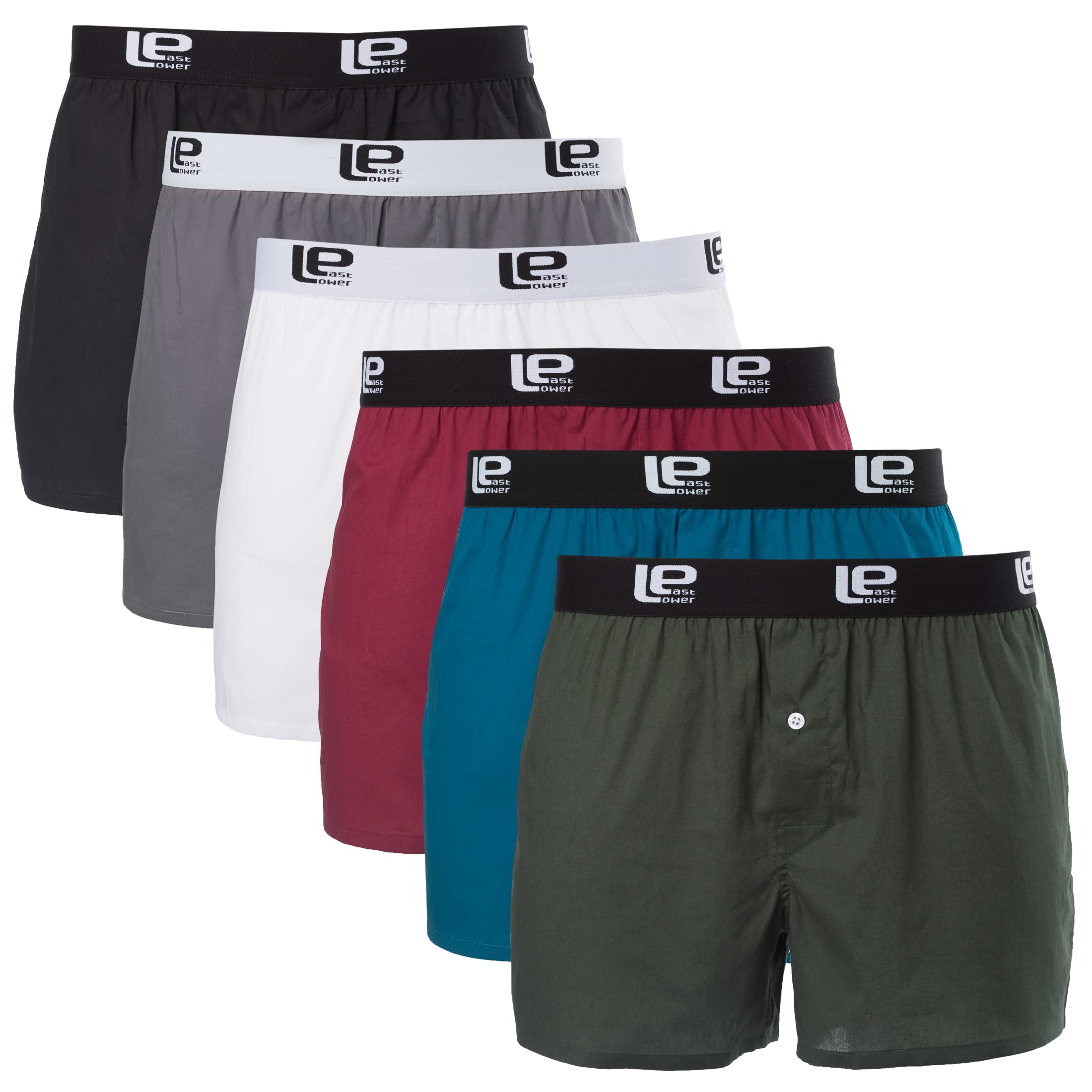 Lower East American Boxershorts Herren 6er Pack aus 100% Baumwolle - Unterwäsche Herren Unterhosen für Männer, Unterhosen Herren Boxershorts Herren Baumwolle, Männer Boxershorts, Grün/Blau, XXL