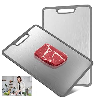 Titanium Cutting Boards For Kitchen, 100% Pure Cut Titanium Cutting Board, Food Grade Quality, Double-Sided Food-Grade Chopping Board Non-Stick Durable and easy to clean14.1X10 - Amazon product rated Grade A