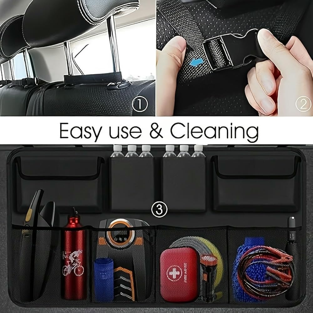 ZBDZSW Organizer per Bagagliaio Auto, Organizer da Appendere al Sedile Posteriore con 8 Grandi Borse portaoggetti, Organizer per Bagagliaio Super capiente, SUV, Camion, Furgone