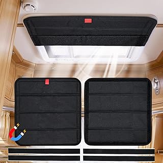 RV Skylight Cover 16"x16" Foldable Magnet RV Blackout Ventilation Cover Camper Trailer Fan Vent Cover Waterproof Thickened Oxford Fabric (Black)
